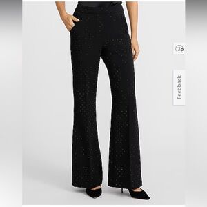EXPRESS Editor Embellished High Waisted Flare Trouser